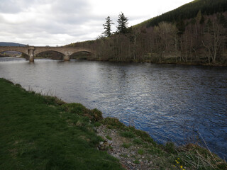 Bridge over the River Dee - Ballater - Aberdeenshire - Scotland - UK
