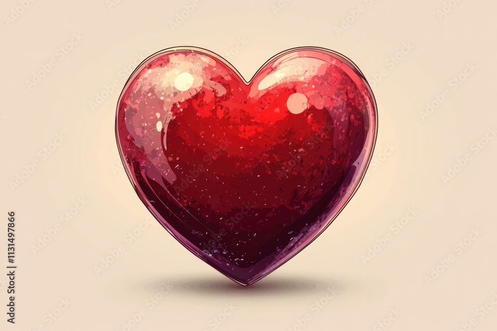 Poster a close-up of a heart-shaped object with a shiny surface, often used for decorative or symbolic purp