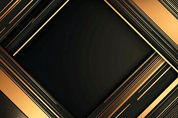 Obraz premium Abstract dark geometric background featuring glowing golden lines and sparkles, creating a modern, futuristic, and elegant design.