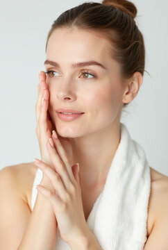 Mulher modelo rosto skincare pele bonita limpa 