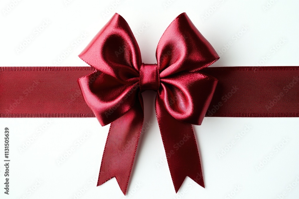 Poster a simple and elegant design featuring a red ribbon tied in a bow on a white background