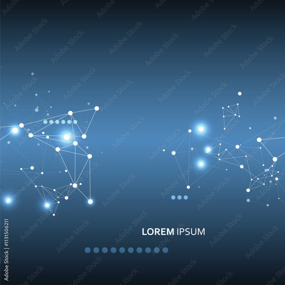 Poster Beautiful structure DNA molecules. Line art pattern with connect dot line for concept design. Social media Vector background