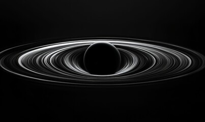 Fototapeta premium Black orb within swirling, grayscale rings.
