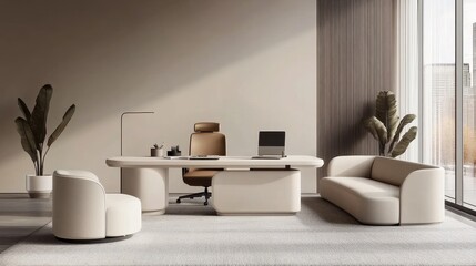 Modern Minimalist Office Design Featuring Elegant Furniture