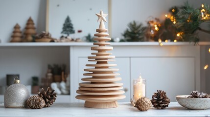 Minimalist Wooden Christmas Tree with Rustic Charm