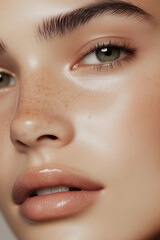 Obraz premium Close-Up of Beautiful Woman Model in Skincare Style Photo