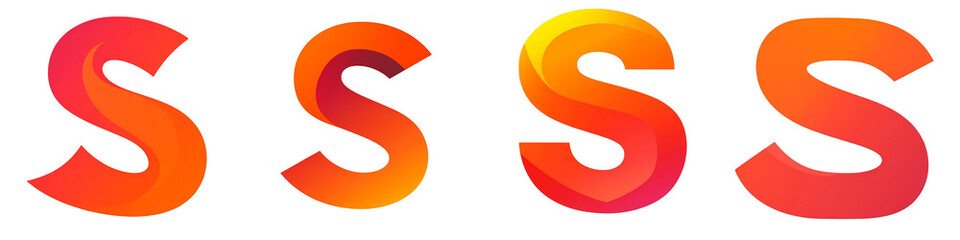 Alphabet S, made with orange and red color gradient, Logo design, letter, isolated on a transparent background
