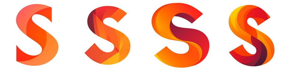Alphabet S, made with orange and red color gradient, Logo design, letter, isolated on a transparent background