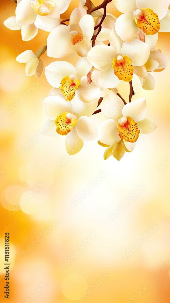 Aufkleber beautiful white and yellow orchids create a serene spring backdrop with soft hues for elegant card d