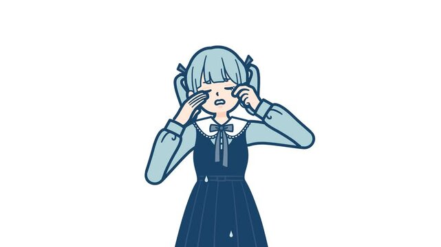 Gothic lolita woman_Sad and crying_with alpha channel