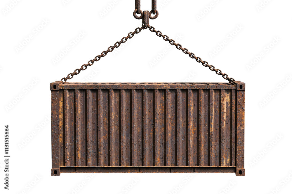 Aufkleber a rusty chain hangs from a large container