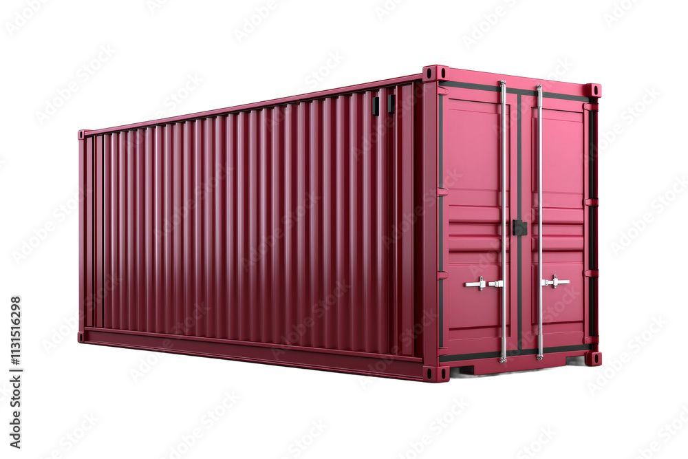 Poster a large red container with a door on the side