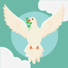 Obraz premium Dove holding olive branch symbol of peace Vector