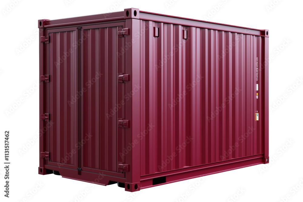 Poster a large red container with a door on the side