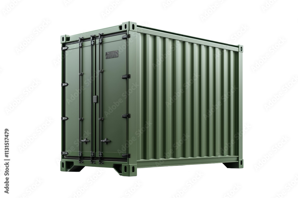 Poster a large green container with the letters ssss on it