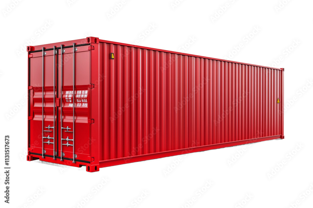 Poster a large red container with the letters 