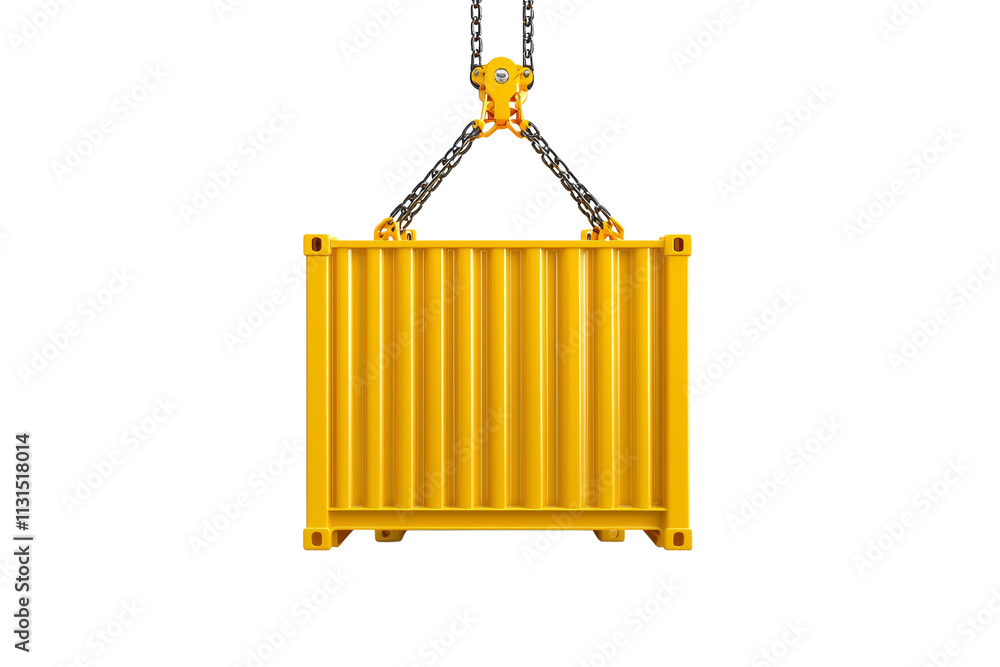 Poster a yellow container with a chain hanging from it