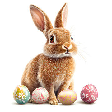 recommend clip art: Festive Easter Bunny with Rainbow Eggs Clip Art