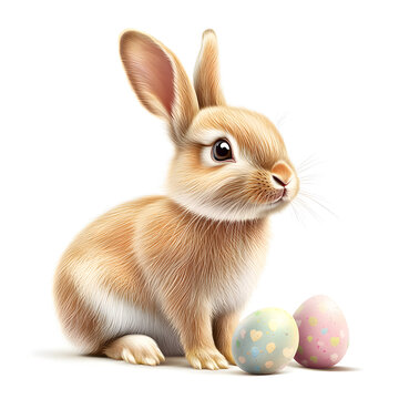 recommend clip art: Cute Rabbit with Rainbow Easter Eggs Illustration
