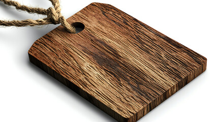 Fototapeta premium A wooden tag with a hole in the center