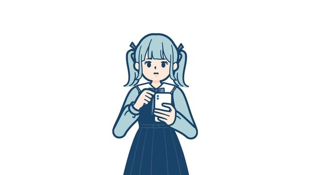 Gothic lolita woman_smartphone trouble_with alpha channel
