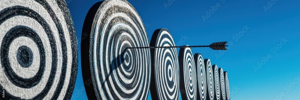 Poster an arrow hitting the target symbolizes successful goal achievement and emphasizes the importance of 