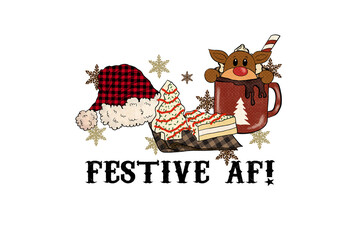 Festive AF! Leopard Christmas plaid Pattern Sublimation Design