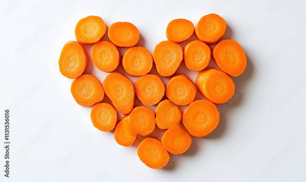 Poster carrot slices arranged in a heart shape