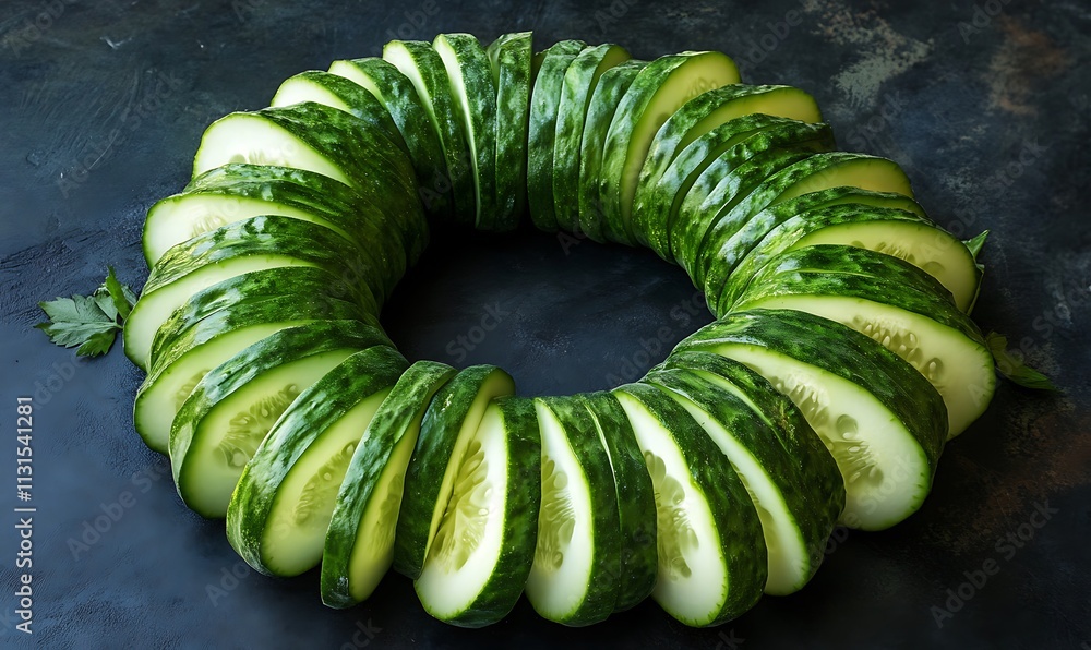 Poster cucumber slices arranged in a circular pattern