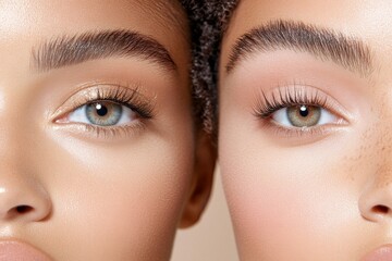 Obraz premium Two womenʼs face. Generative AI