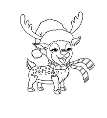 little Christmas reindeer to print and color