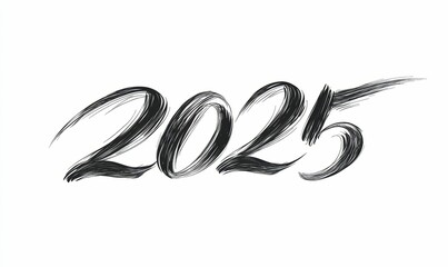 Obraz premium Black ink, year two thousand twenty-five, brush strokes.