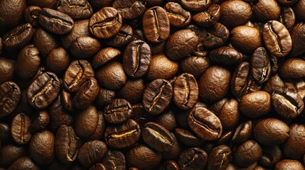 Close-up of roasted coffee beans on a wooden surface