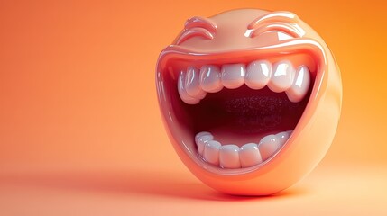 Fototapeta premium A 3D rendering of a laughing emoticon.