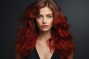 Fototapeta premium Beautiful young woman with clear skin. Model with beautiful luxurious hair.