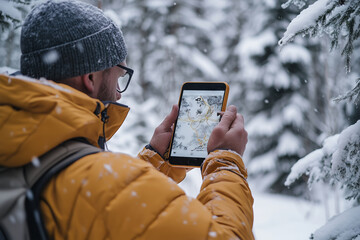 Exploring the snowy wilderness with a digital map on a mobile device