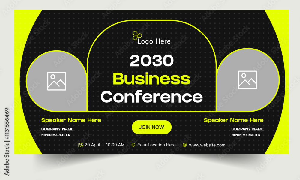 Wall mural virtual business webinar banner design, startup business seminar web banner design, fully customizab