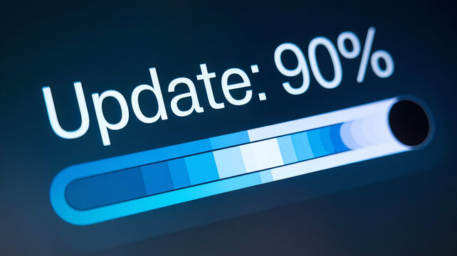 Progress bar showing software update at 90%..