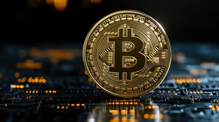 Bitcoin emblem highlights the rise of cryptocurrency and digital finance innovations