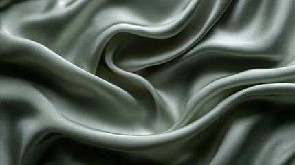 Obraz premium Elegant, draped sage green silk fabric texture.