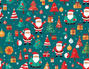 Merry christmas and happy new year background Decorated with happy Santa Claus christmas tree and festive decoration