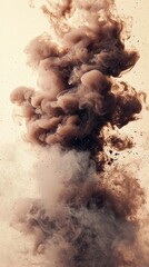 Obraz premium A stunning cloud of mocha mousse rises elegantly, creating an artistic spectacle. The blend of rich hues mingles, crafting a captivating moment of mesmerizing beauty and creativity