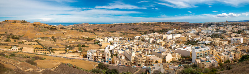 Gozo (Għawdex) Island Victoria, landscape and massive fortification St. Johns Bastion Citadel...