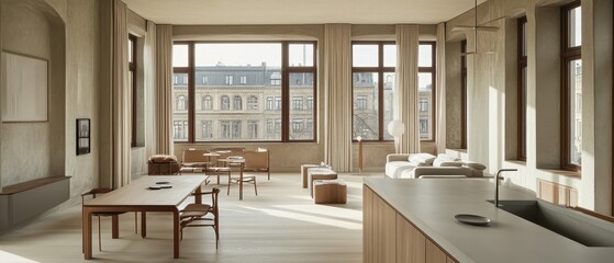 Minimalist Apartment Interior Design With Large Windows