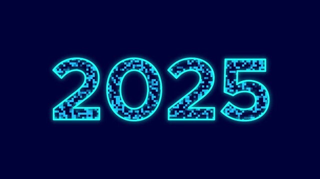 2025 digital technology animation
2025 new year glowing pixel data animation