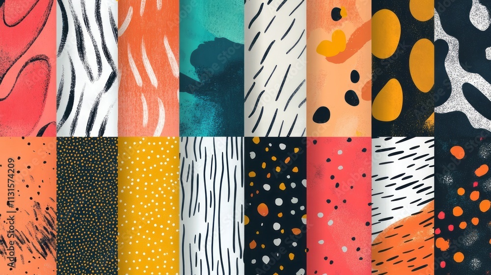 Aufkleber collection of textured vector backgrounds with simple and fun repeating patterns. abstract colorful 