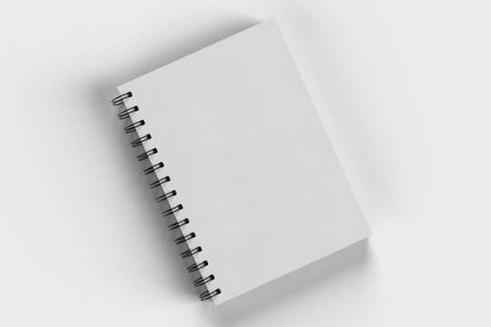 White diary with wire-o on white background