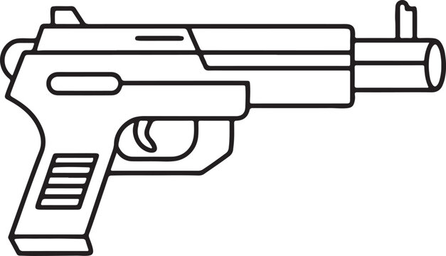 black outline pistol weapon clip art preview