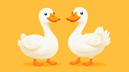 Obraz premium Duck, goose. Design for print, sticker, party decoration, logo, emblem, magazine prints or journal article, t-shirt design, poster. Vector illustration with Riso print effect