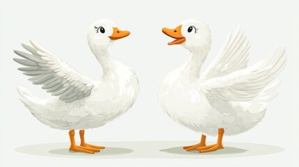 Obraz premium Duck, goose. Design for print, sticker, party decoration, logo, emblem, magazine prints or journal article, t-shirt design, poster. Vector illustration with Riso print effect